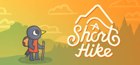 Banner showing the logo of the game A Short Hike, and the main character (a bird) looking up into the distance